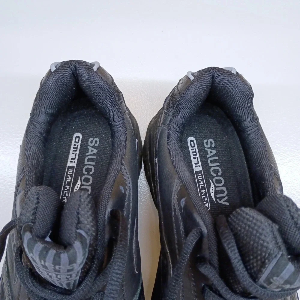Saucony Women's‎ 7.5 W Grid Omni Walker Running Shoes Sneaker Black Leather Wide